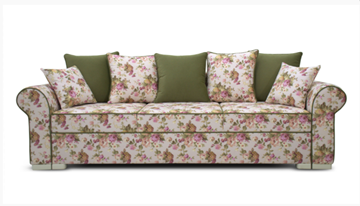 Прямой диван Ameli (Arcadia rose+shaggy green+glance bone) в Санкт-Петербурге
