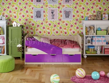 Кровать детская Бабочки 800*1600, Фиолетовый глянец в Санкт-Петербурге