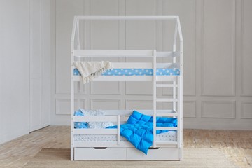 Двухэтажная детская кровать Домик с ящиками, цвет белый в Санкт-Петербурге