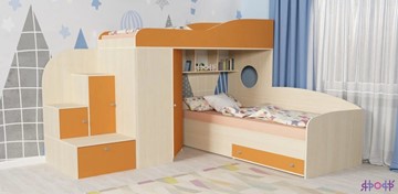 Детская кровать-шкаф Кадет-2, корпус Дуб, фасад Оранжевый в Санкт-Петербурге