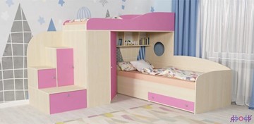 Детская кровать-шкаф Кадет-2, корпус Дуб, фасад Розовый в Санкт-Петербурге