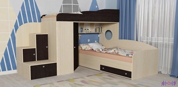 Детская кровать-шкаф Кадет-2, корпус Дуб, фасад Венге в Санкт-Петербурге