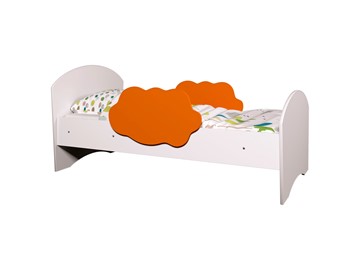 Детская кровать с бортиками Тучка, корпус Белый, фасад Оранжевый в Выборге
