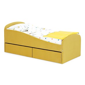 Кровать в детскую с ящиками Letmo 190х80 горчичный (велюр) в Санкт-Петербурге