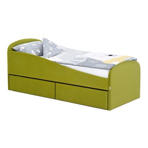 Мягкая кровать с ящиками Letmo 190х80 оливковый (велюр) в Санкт-Петербурге