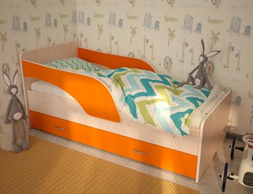 Кровать детская Максимка, корпус Млечный дуб, фасад Оранжевый в Санкт-Петербурге