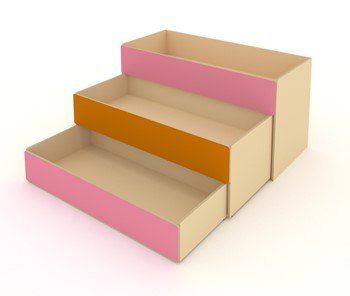 Детская кровать 3-х уровневая КД-3, Беж + Розовый + Оранжевый в Гатчине