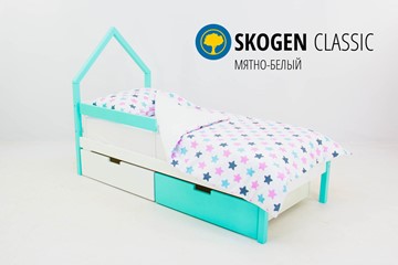 Кровать-домик детская мини Skogen белый-мятный в Санкт-Петербурге