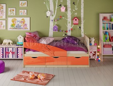 Детская кровать Дельфин, Оранжевый глянец 80х160 в Санкт-Петербурге