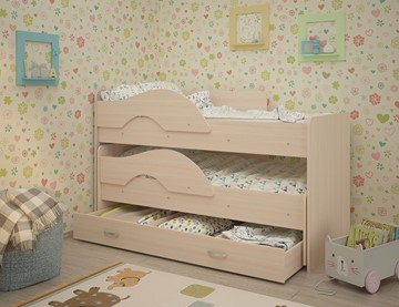 Детская двухэтажная кровать Радуга 1.6 с ящиком, цвет Млечный дуб в Гатчине