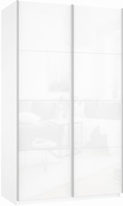 Шкаф 2-дверный Прайм (Белое стекло/Белое стекло) 1200x570x2300, белый снег в Санкт-Петербурге