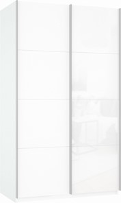 Шкаф Прайм (ДСП/Белое стекло) 1200x570x2300, белый снег в Санкт-Петербурге