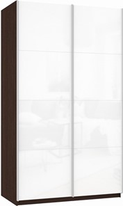 Шкаф 2-х створчатый Прайм (Белое стекло/Белое стекло) 1400x570x2300, венге в Санкт-Петербурге
