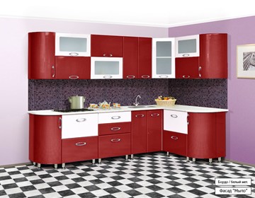 Модульная кухня Мыло 128 2700х1500, цвет Бордо/Белый металлик в Санкт-Петербурге