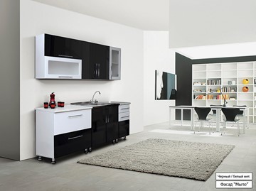 Кухонный гарнитур Мыло 224 2000х718, цвет Черный/Белый металлик в Гатчине