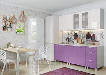 Кухня прямая Модерн, белый глянец/фиолетовый металлик в Санкт-Петербурге
