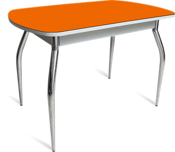 Кухонный раскладной стол ПГ мини СТ1 белое/оранжевое/35 хром фигурные гнутые в Санкт-Петербурге