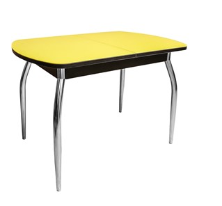 Кухонный раздвижной стол ПГ-01 СТ2, венге/желтое стекло/35 хром гнутые металл в Санкт-Петербурге