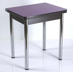 Кухонный пристенный стол СПА-02 СТ2, венге ЛДСП/стекло фиолетовый/39 прямые трубки хром в Санкт-Петербурге