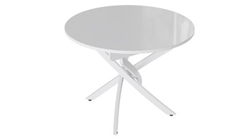 Круглый стол на кухню Diamond тип 3 (Белый муар/Белый глянец) в Выборге