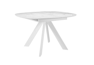 Керамический кухонный стол DikLine BK100 Керамика Белый мрамор/подстолье белое/опоры белые в Санкт-Петербурге
