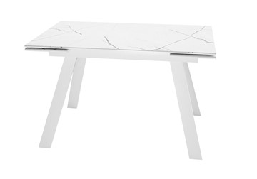 Керамический кухонный стол DikLine DKL140 Керамика Белый мрамор/опоры белые (2 уп.) в Санкт-Петербурге