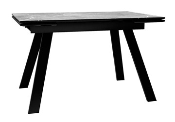 Керамический обеденный стол DikLine DKL140 Керамика Серый мрамор/опоры черные (2 уп.) в Санкт-Петербурге