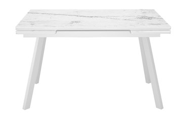 Керамический обеденный стол DikLine SKA125 Керамика Белый мрамор/подстолье белое/опоры белые (2 уп.) в Санкт-Петербурге