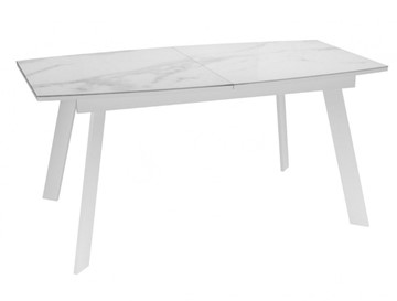 Кухонный раскладной стол Dikline XLS160 мрамор белый глянец/ножки белые в Выборге