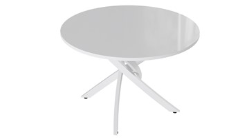 Стол кухонный круглый Diamond тип 2 (Белый муар/Белый глянец) в Выборге