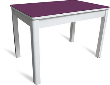Стеклянный кухонный стол Айсберг-4 СТ белое/фиолетовое/массив в Гатчине