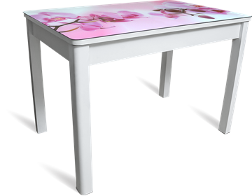 Кухонный стол раскладной Айсберг мини СТФ, белое лдсп/орхидея/40 прямые массив белые в Санкт-Петербурге