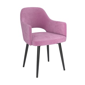 Обеденный стул Берта, велюр тенерифе розовый/Цвет металл черный в Санкт-Петербурге