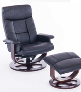 Офисное кресло ДамОфис J6011 для релаксации нат. кожа / дерево, черный в Санкт-Петербурге
