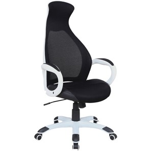 Кресло компьютерное Brabix Premium Genesis EX-517 (пластик белый, ткань/экокожа/сетка черная) 531573 в Санкт-Петербурге