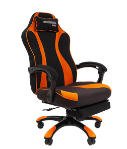 Игровое кресло CHAIRMAN GAME 35 с выдвижной подставкой для ног Ткань черная / Ткань оранжевая в Санкт-Петербурге