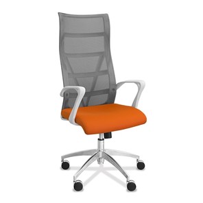 Кресло для руководителя Топ X белый каркас, сетка/ткань TW / серая/оранжевая в Санкт-Петербурге