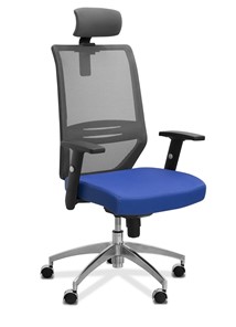 Кресло для персонала Aero с подголовником, сетка/ткань TW / черная/ синяя в Санкт-Петербурге
