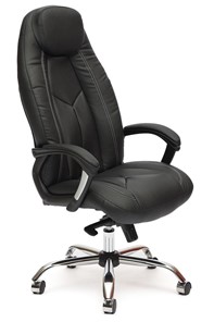 Офисное кресло BOSS Lux, кож/зам, черный/черный перфорированный, арт.9160 в Санкт-Петербурге