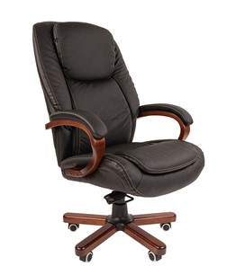 Кресло компьютерное CHAIRMAN 408 кожа черная в Гатчине