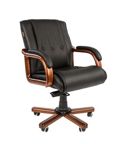 Кресло компьютерное CHAIRMAN 653M кожа черная в Гатчине