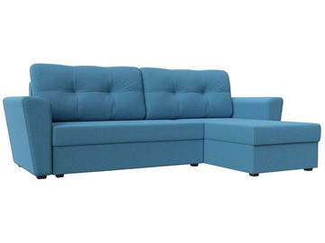 Угловой диван с оттоманкой Амстердам Лайт, Амур голубой (рогожка) в Санкт-Петербурге