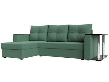 Угловой диван с оттоманкой Атланта Лайт, Амур зеленый (микровельвет) в Санкт-Петербурге