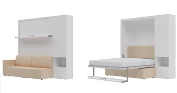 Подъемная кровать Кровать-трансформер Smart (КД 1400+ШП), шкаф правый, левый подлокотник в Санкт-Петербурге