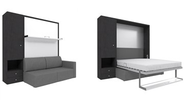 Шкаф-кровать Кровать-трансформер Smart (ШЛ+КД 1400), шкаф левый, правый подлокотник в Санкт-Петербурге
