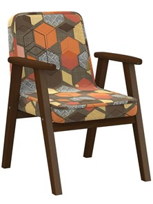 Кресло Ретро ткань геометрия коричневый, каркас орех в Санкт-Петербурге