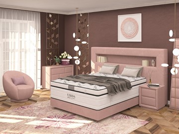 Двуспальная кровать Smart/Podium M 160х200, Флок (Велсофт Винтажный розовый) в Санкт-Петербурге