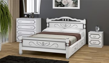 Кровать с выкатными ящиками Карина-5 (Белый Жемчуг) 160х200 в Санкт-Петербурге