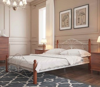 Кровать двуспальная Фортуна 1, 1600, белый/махагон в Санкт-Петербурге