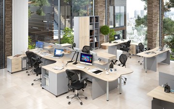 Офисная мебель OFFIX-NEW для 4 сотрудников с двумя шкафами в Гатчине
